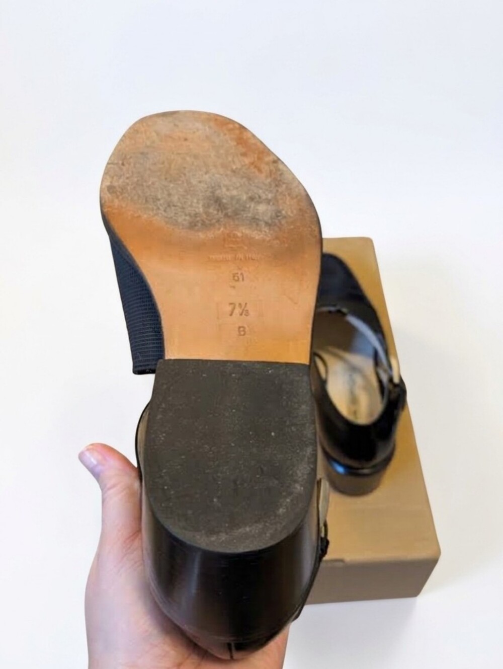 Via Spiga Italian Leather Square Toe Sling Back Shoes - Picture 5 of 5